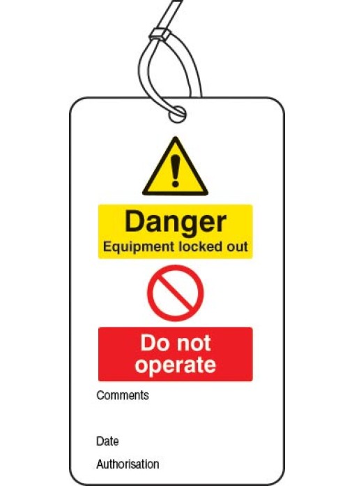 Lockout Tag Danger Equipment Locked Out Do Not Operate 80 x 150mm