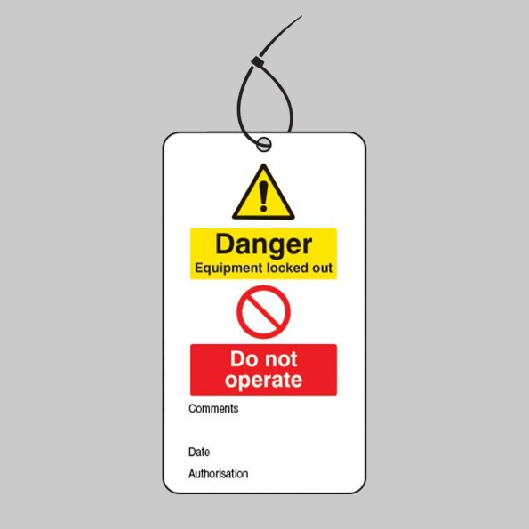 Lockout Tags - Danger - Equipment Locked Out Do Not Operate - 80 x 150mm (Pack of 10)