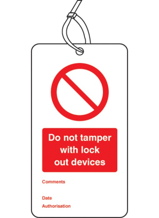 Lockout Tag Do Not Tamper with Lock Out Devices 80 x 150mm (Pack of 10)