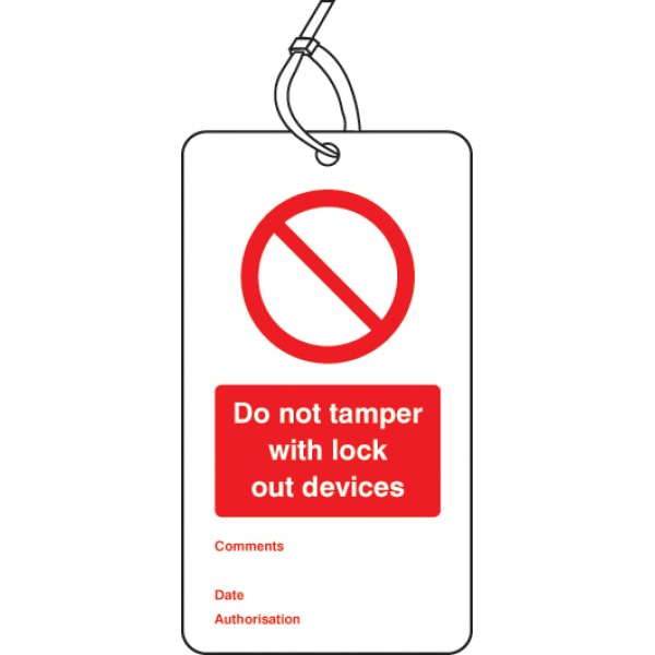 Lockout Tag - Do Not Tamper with Lock Out Devices - 80 x 150mm (Pack of 10)