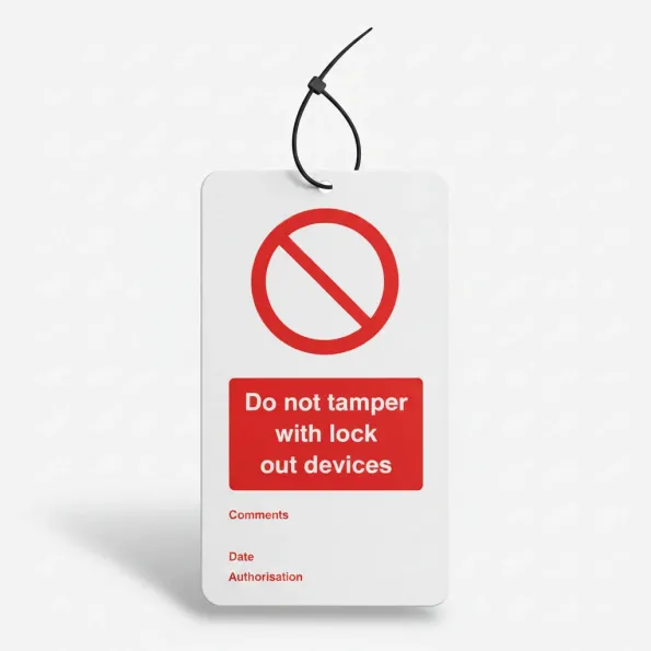 Lockout Tag - Do Not Tamper with Lock Out Devices - 80 x 150mm (Pack of 10) Lockout Tag - Do Not Tamper with Lock Out Devices - 80 x 150mm (Pack of 10)
