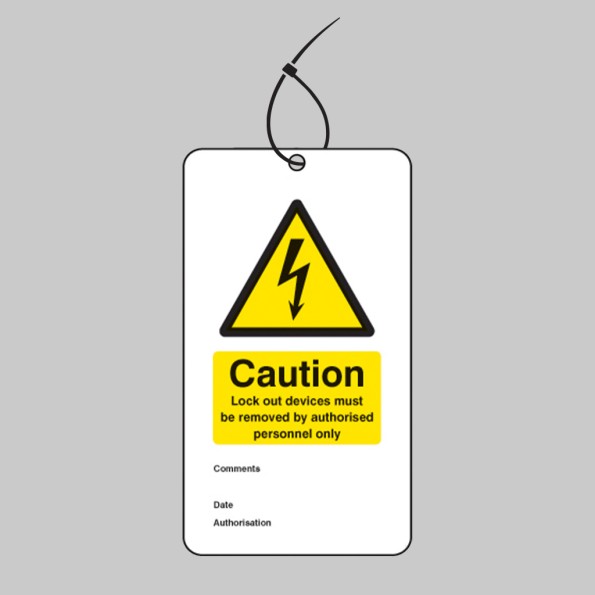 Caution - Lock Out Device Must be Removed By - Double Sided Safety Tags (Pack of 10)