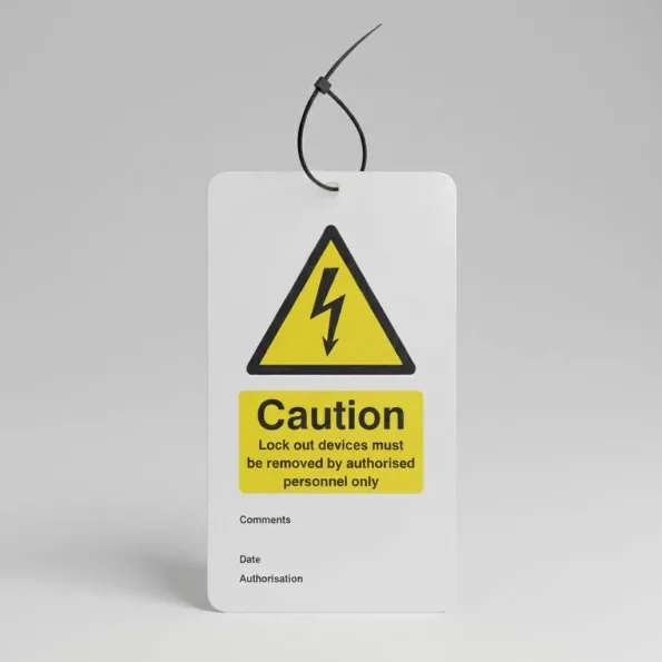 Caution - Lock Out Device Must be Removed By - Double Sided Safety Tags (Pack of 10) Caution - Lock Out Device Must be Removed By - Double Sided Safety Tags (Pack of 10)