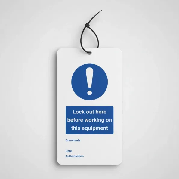 Lockout Tag - Lock Out Here Before Working On - 80 x 150mm (Pack of 10)