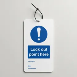 Lockout Tag - Lock Out Point Here - 80 x 150mm (Pack of 10)