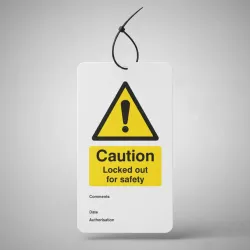 Lockout Tag - Caution - Locked Out for Safety (Pack of 10) Lockout Tag - Caution - Locked Out for Safety (Pack of 10)