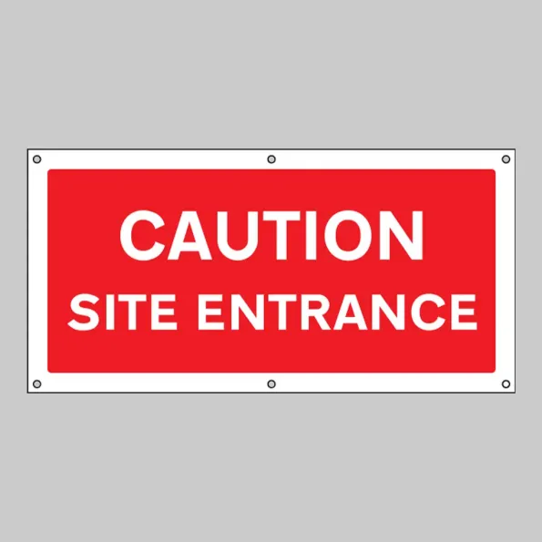 Caution - Site Entrance - Banner with Eyelets