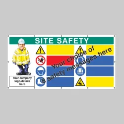 Custom Site Safety Banner - Select 8 Safety Messages - Add Logo & Details Custom Site Safety Banner - Select 8 Safety Messages - Add Logo & Details