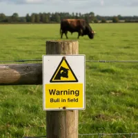 Warning - Bull in Field