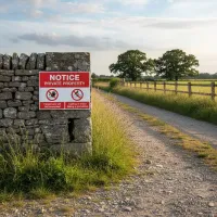 Notice - Private Property - Trespassers will be Prosecuted - Cycling or Motor Biking is Prohibited