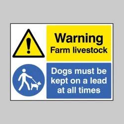 Warning - Farm Livestock - Dogs must be Kept on a Lead