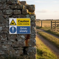 Caution - Cattle Crossing - Drive Slowly