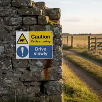 Caution - Cattle Crossing - Drive Slowly