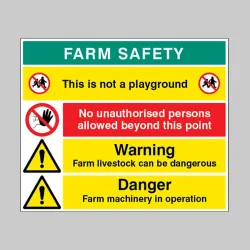 Farm Safety - This is not a Playground - No Unauthorised Persons - Warning Livestock - Danger Farm Machinery