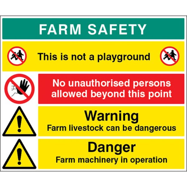 Farm Site Safety Board with 4 Safety Messages