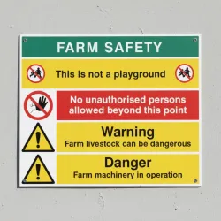 Farm Safety - This is not a Playground - No Unauthorised Persons - Warning Livestock - Danger Farm Machinery