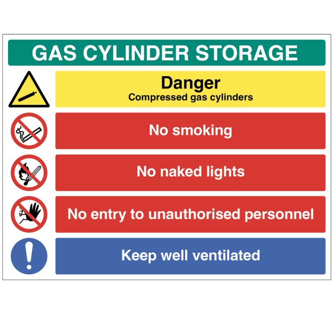 Gas Cylinder Storage - Danger - Compressed Gas - No Smoking - No Unauthorised Personnel
