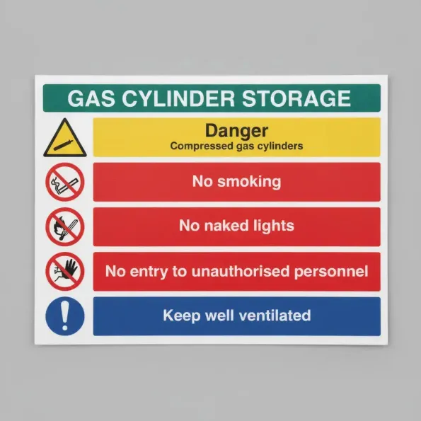 Gas Cylinder Storage - Danger - Compressed Gas - No Smoking - No Unauthorised Personnel