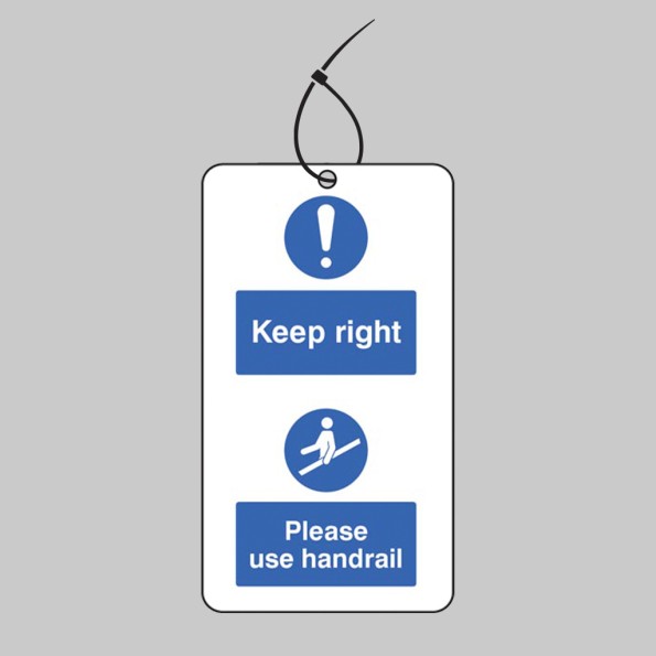Keep to the Right & Use the Handrail - Double Sided Tags (Pack of 10)