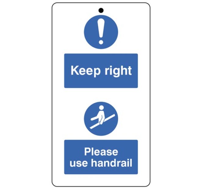 Keep to the Right & Use the Handrail - Double Sided Tags (Pack of 10)