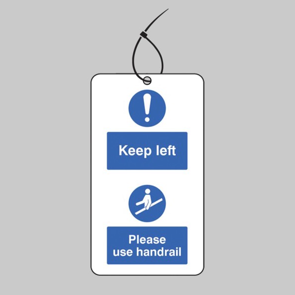 Keep to the Left & Use the Handrail - Double Sided Tags (Pack of 10)