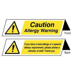 Food Allergy Notice - Double Sided Plastic Table Cards (Pack of 5)