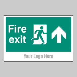 Fire Exit - Arrow Up / Straight On - Add a Logo - Site Saver