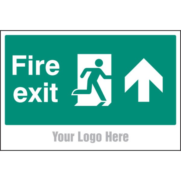 Fire Exit - Arrow Up / Straight On - Add a Logo - Site Saver