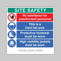 No Admittance - Hard Hat - Footwear - Hi Vis - Add Logo - Site Saver
