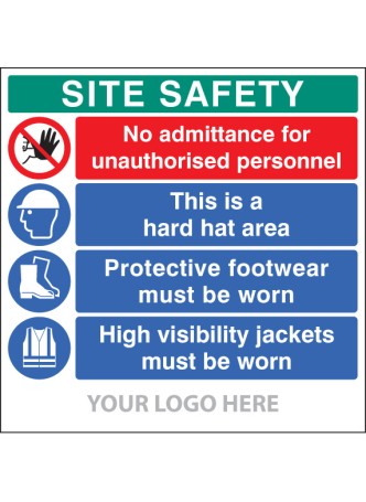 No Admittance - Hard Hat - Footwear - Hi Vis - Add Logo - Site Saver