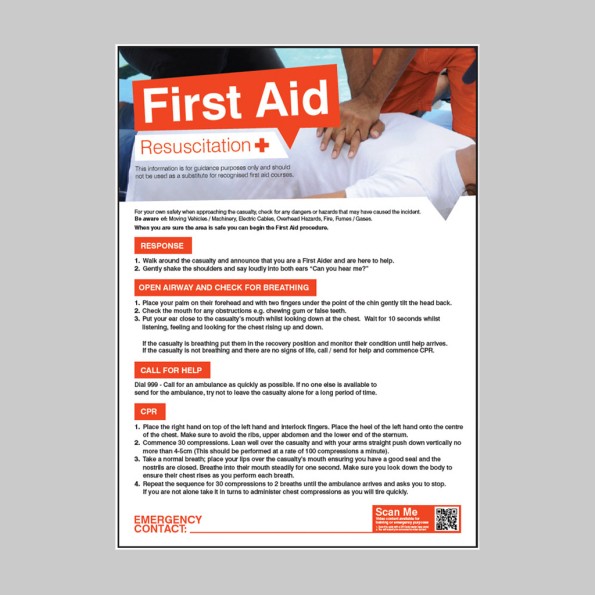 Emergency Resuscitation - First Aid Poster