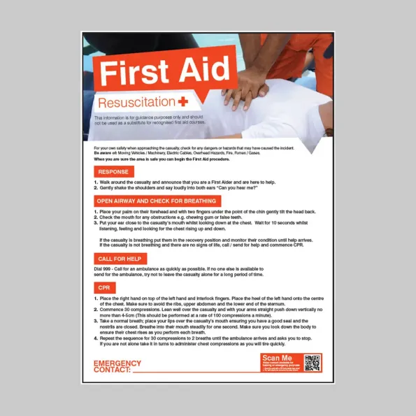 Emergency Resuscitation - First Aid Poster