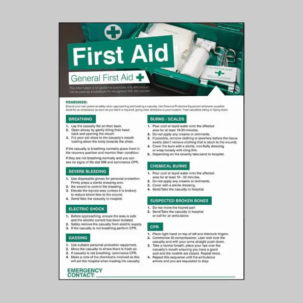 Workplace Safety - First Aid Poster