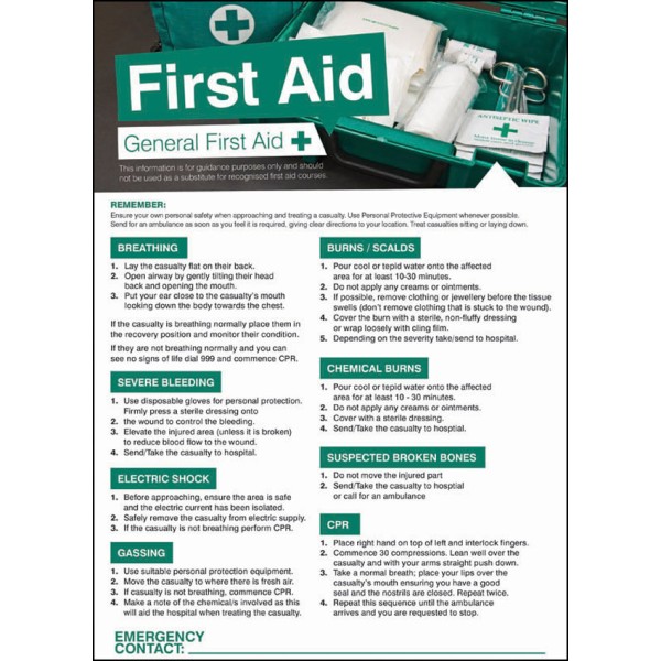 Workplace Safety - First Aid Poster