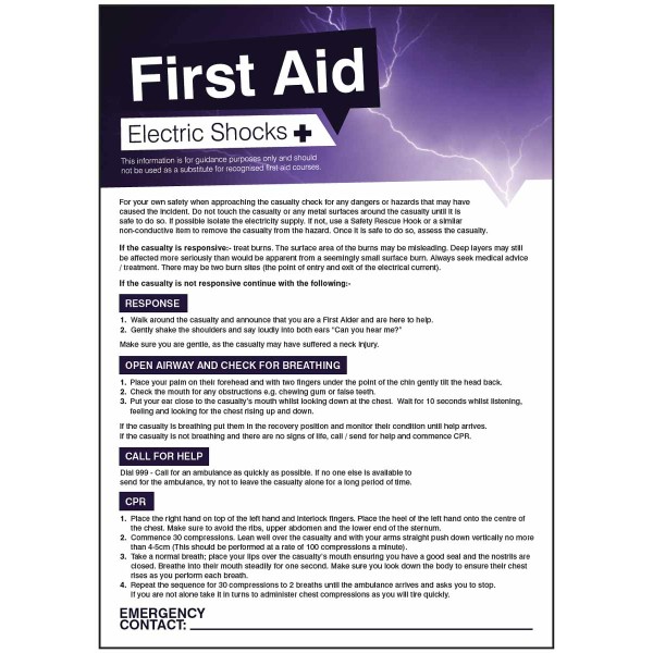 Electric Shocks - First Aid Poster
