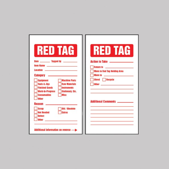 Red Tag - Quality Control - Double Sided Tag - Includes Cable Ties (Pack of 10)