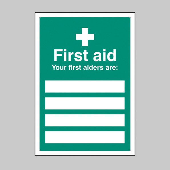 First Aiders Are (Space for 4 Names) Adapt-a-Sign 