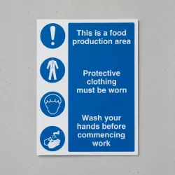 Food Production Area / Protective Clothing / Wash Hands