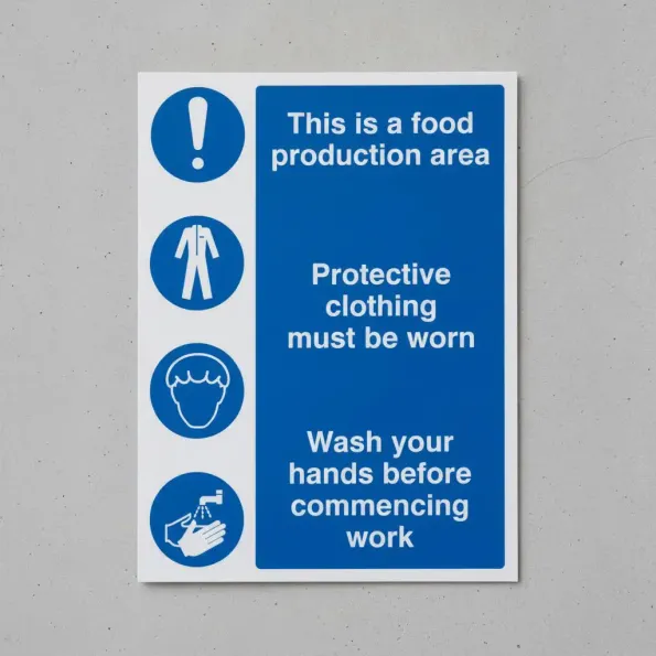Food Production Area / Protective Clothing / Wash Hands