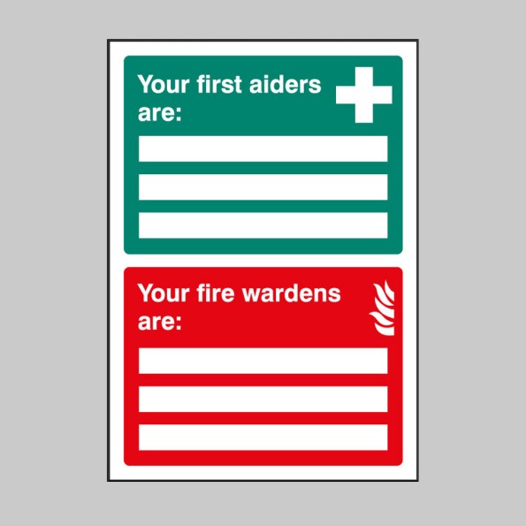 First Aiders (Space for 3 Names) / Fire Wardens Are (Space for 3 Names) Adapt-a-Sign