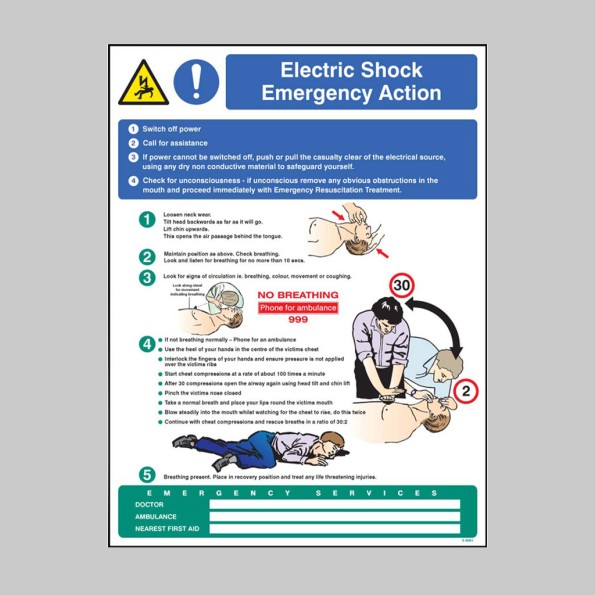 Electric Shock Emergency Action Wall Panel