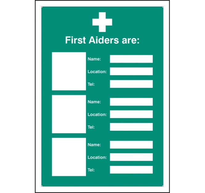 First Aiders Are (Space for 3) - Adapt-a-Sign