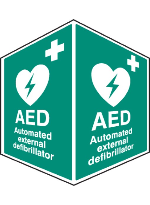 AED Emergency Defibrillator Projecting Sign
