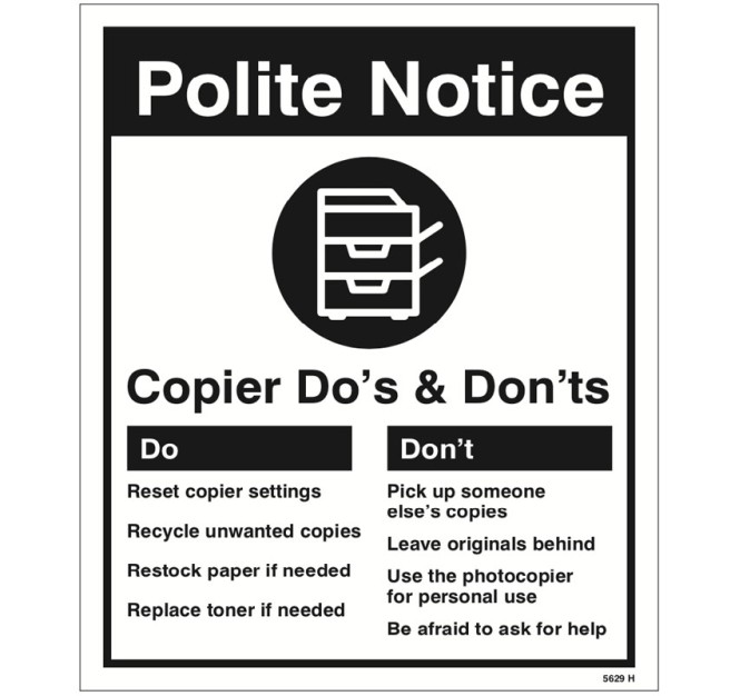 Photocopier - Do's & Don'ts
