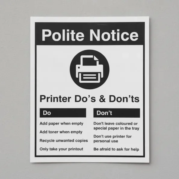 Polite Notice - Printer - Dos & Don'ts Polite Notice - Printer - Dos & Don'ts