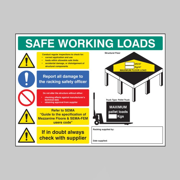 Safe Working Loads - Mezzanine Floor Sign