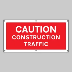 Caution - Construction Traffic - Banner with Eyelets
