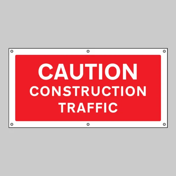 Caution - Construction Traffic - Banner with Eyelets