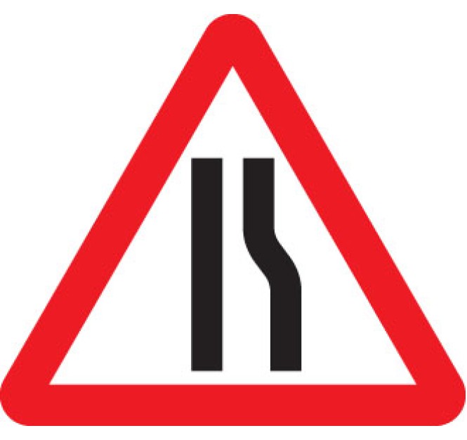 Fold Up Sign - Road Narrows Right Symbol 600mm Triangle Sign