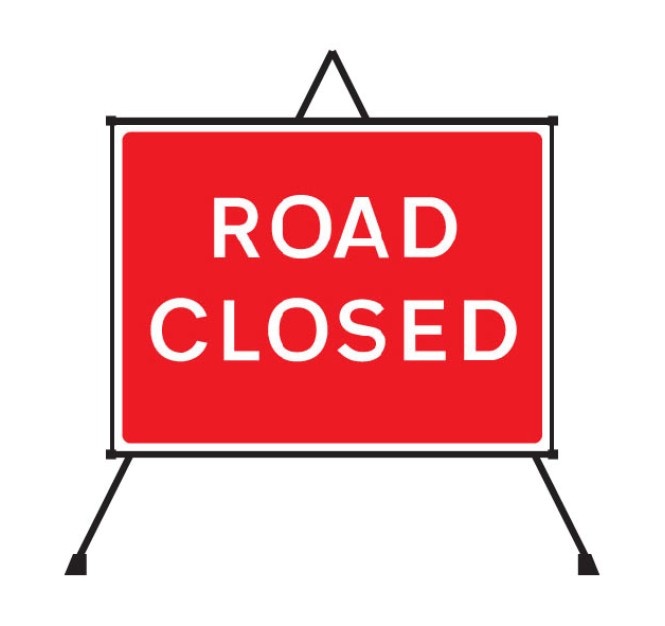 Fold Up Sign - Road Closed - 1050 x 750mm